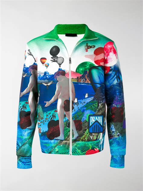 flashback print high neck bomber jacket 